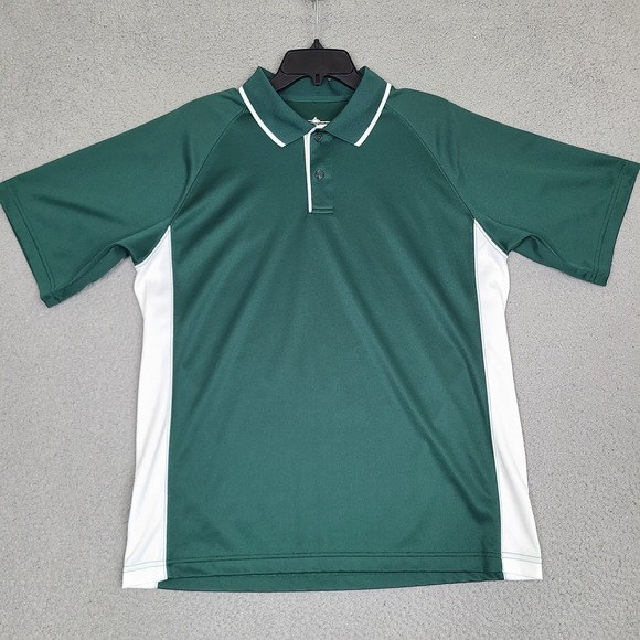 Charles River Sport Polo Men's Shirt Large Pine Green White Short Sleeve - Picture 1 of 10